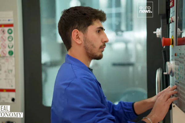 Young man learning a new job